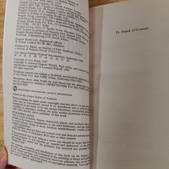 ATLAS SHRUGGED Ayn Rand Paperback 50th Anniversary Edition Sci Fi Classic VTG - Picture 8 of 9